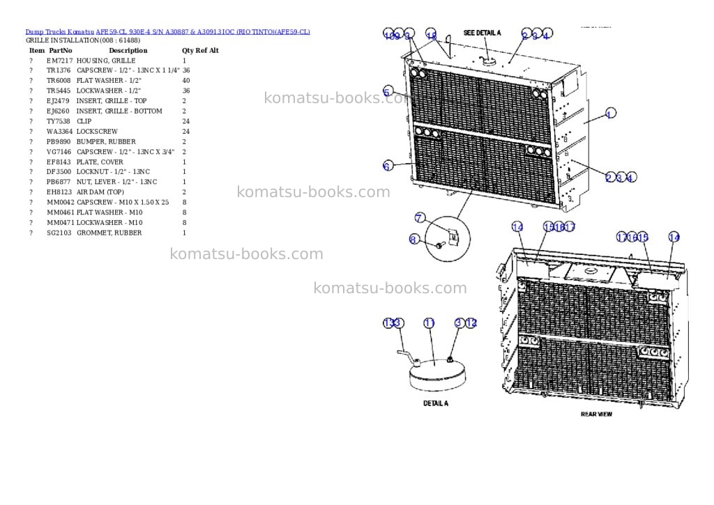Komatsu afe59-cl 930e-4 s/n a30887 & a30913 ioc rio tinto Parts catalog cover Page 4 Komatsu afe59-cl 930e-4 s/n a30887 & a30913 ioc rio tinto Parts catalog cover Page 4