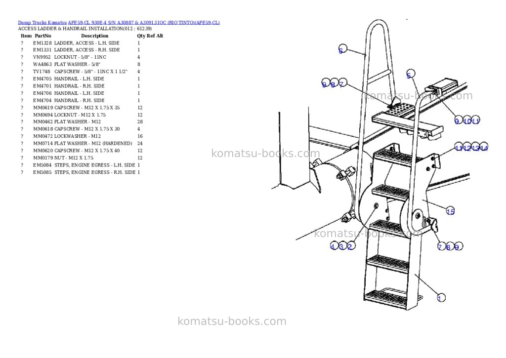 Komatsu afe59-cl 930e-4 s/n a30887 & a30913 ioc rio tinto Parts catalog cover Page 6 Komatsu afe59-cl 930e-4 s/n a30887 & a30913 ioc rio tinto Parts catalog cover Page 6