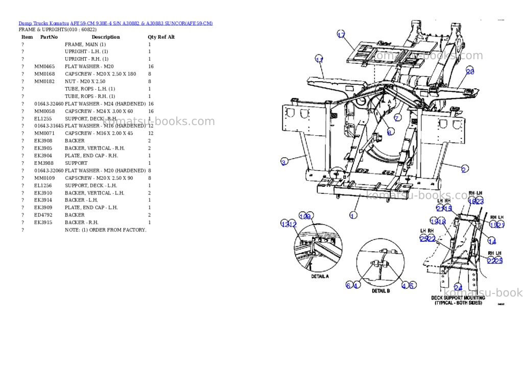 Komatsu afe59-cm 930e-4 s/n a30882 & a30883 suncor Parts catalog cover Page 5