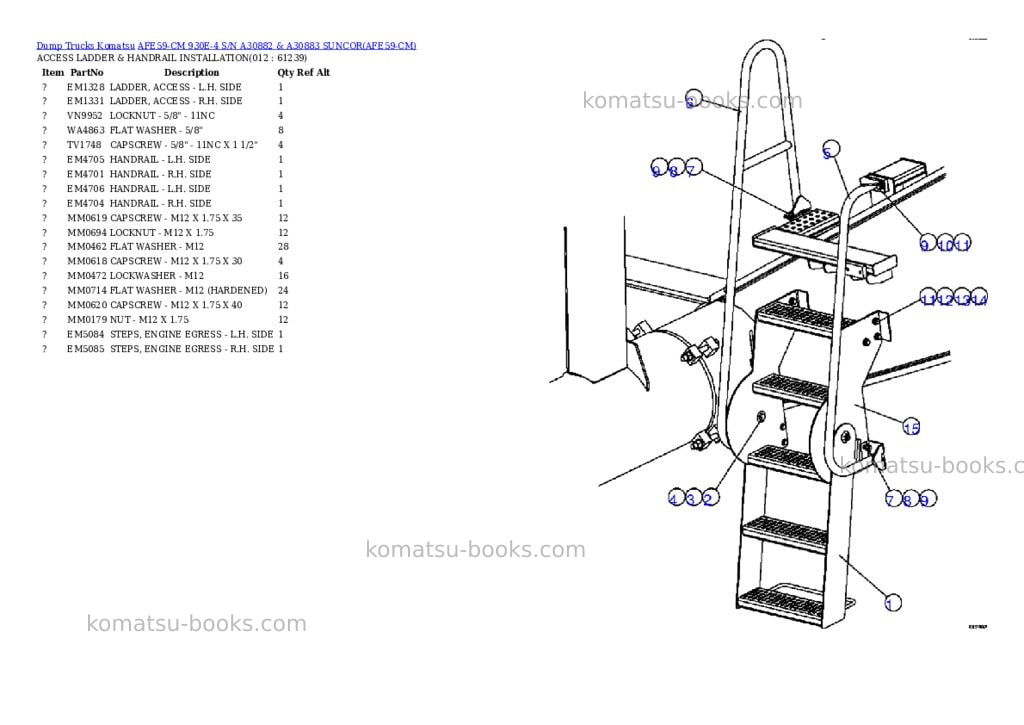Komatsu afe59-cm 930e-4 s/n a30882 & a30883 suncor Parts catalog cover Page 6