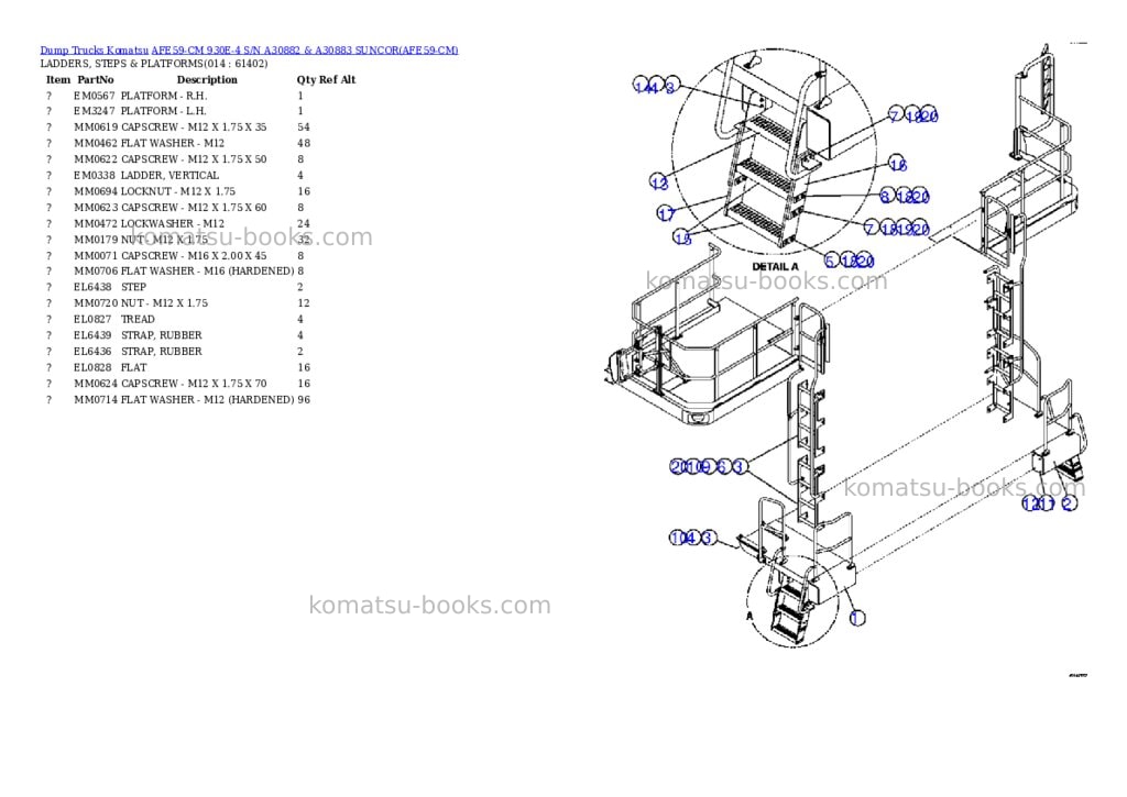 Komatsu afe59-cm 930e-4 s/n a30882 & a30883 suncor Parts catalog cover Page 7