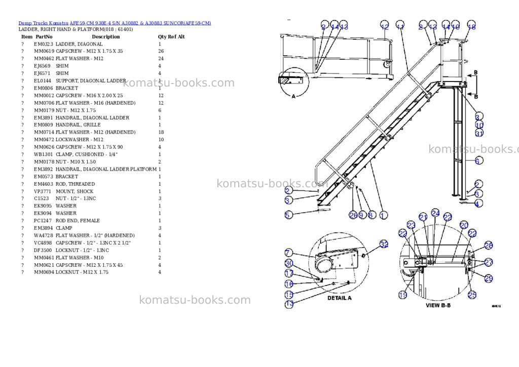 Komatsu afe59-cm 930e-4 s/n a30882 & a30883 suncor Parts catalog cover Page 9