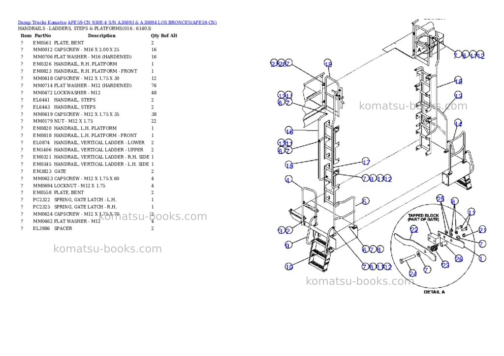 Komatsu afe59-cn 930e-4 s/n a30893 & a30894 los bronces Parts catalog cover Komatsu afe59-cn 930e-4 s/n a30893 & a30894 los bronces Parts catalog cover