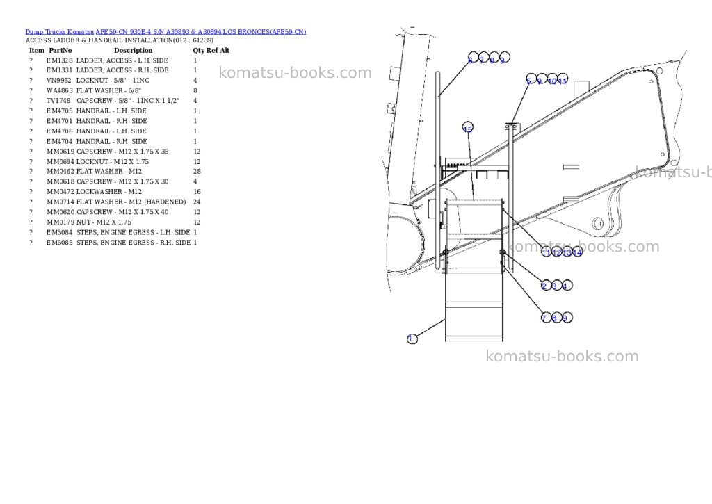Komatsu afe59-cn 930e-4 s/n a30893 & a30894 los bronces Parts catalog cover Page 6 Komatsu afe59-cn 930e-4 s/n a30893 & a30894 los bronces Parts catalog cover Page 6