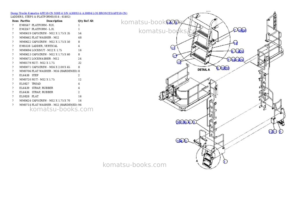 Komatsu afe59-cn 930e-4 s/n a30893 & a30894 los bronces Parts catalog cover Page 7 Komatsu afe59-cn 930e-4 s/n a30893 & a30894 los bronces Parts catalog cover Page 7