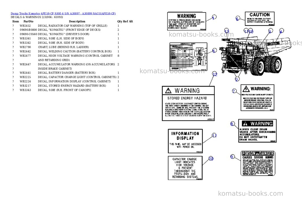 Komatsu afe59-cp 930e-4 s/n a30897 - a30899 nacg Parts catalog cover Page 2