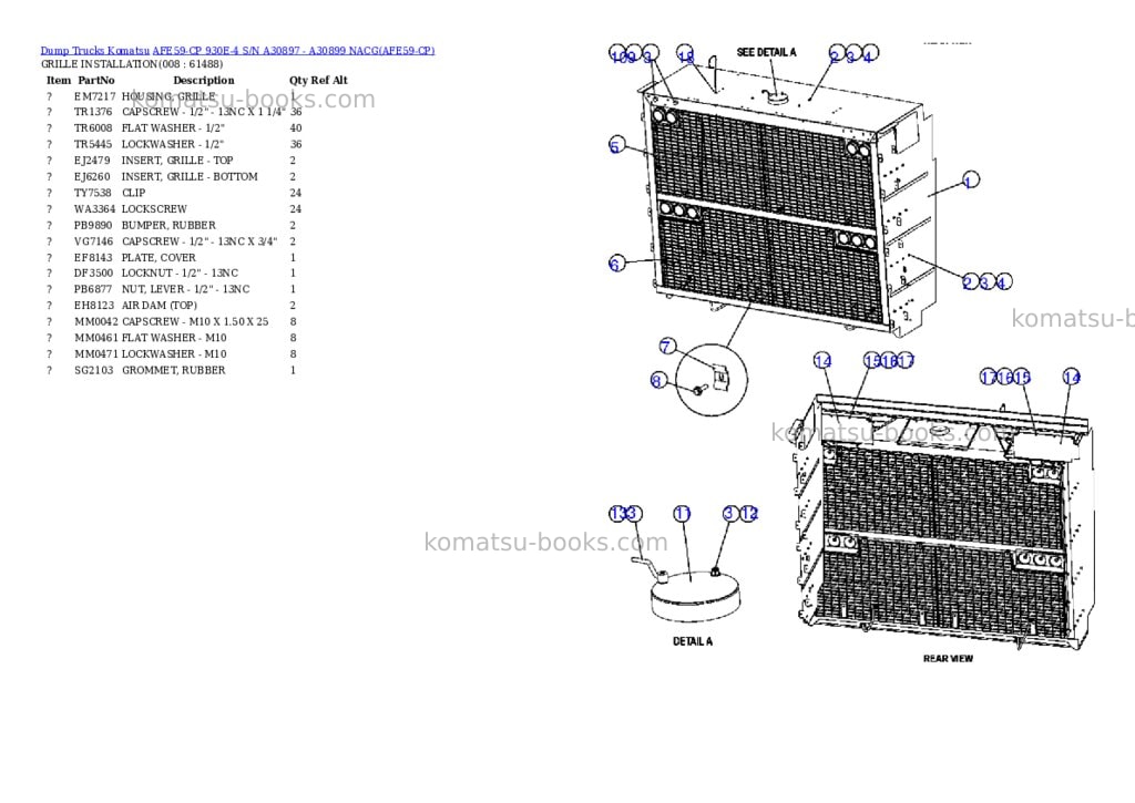 Komatsu afe59-cp 930e-4 s/n a30897 - a30899 nacg Parts catalog cover Page 4