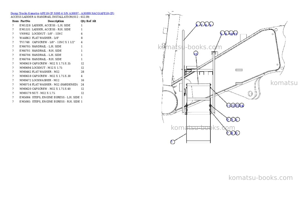 Komatsu afe59-cp 930e-4 s/n a30897 - a30899 nacg Parts catalog cover Page 6
