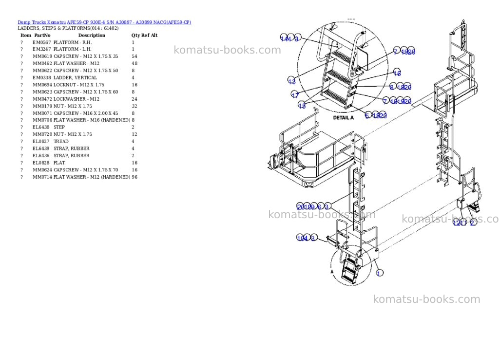 Komatsu afe59-cp 930e-4 s/n a30897 - a30899 nacg Parts catalog cover Page 7