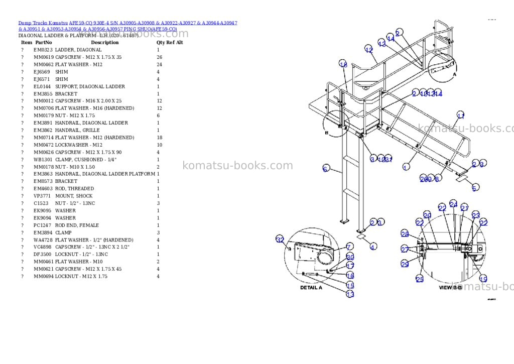 Komatsu afe59-cq 930e-4 s/n a30905-a30908 & a30922-a30927 & a30944-a30947 & a30951 & a30953-a30954 & a30956-a30957 ping shuo Parts catalog cover Page 10