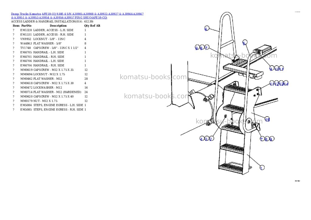 Komatsu afe59-cq 930e-4 s/n a30905-a30908 & a30922-a30927 & a30944-a30947 & a30951 & a30953-a30954 & a30956-a30957 ping shuo Parts catalog cover Page 7
