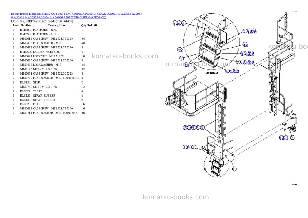 Komatsu afe59-cq 930e-4 s/n a30905-a30908 & a30922-a30927 & a30944-a30947 & a30951 & a30953-a30954 & a30956-a30957 ping shuo Parts catalog cover Page 8