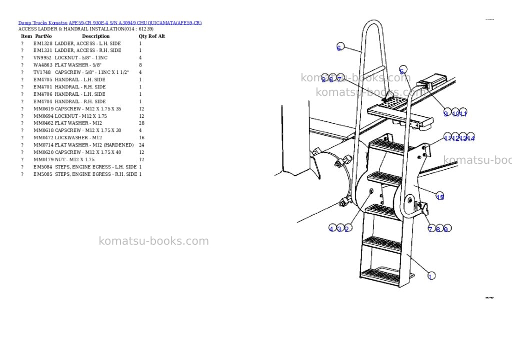 Komatsu afe59-cr 930e-4 s/n a30949 chuquicamata Parts catalog cover Page 7
