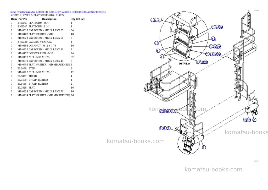 Komatsu afe59-cr 930e-4 s/n a30949 chuquicamata Parts catalog cover Page 8