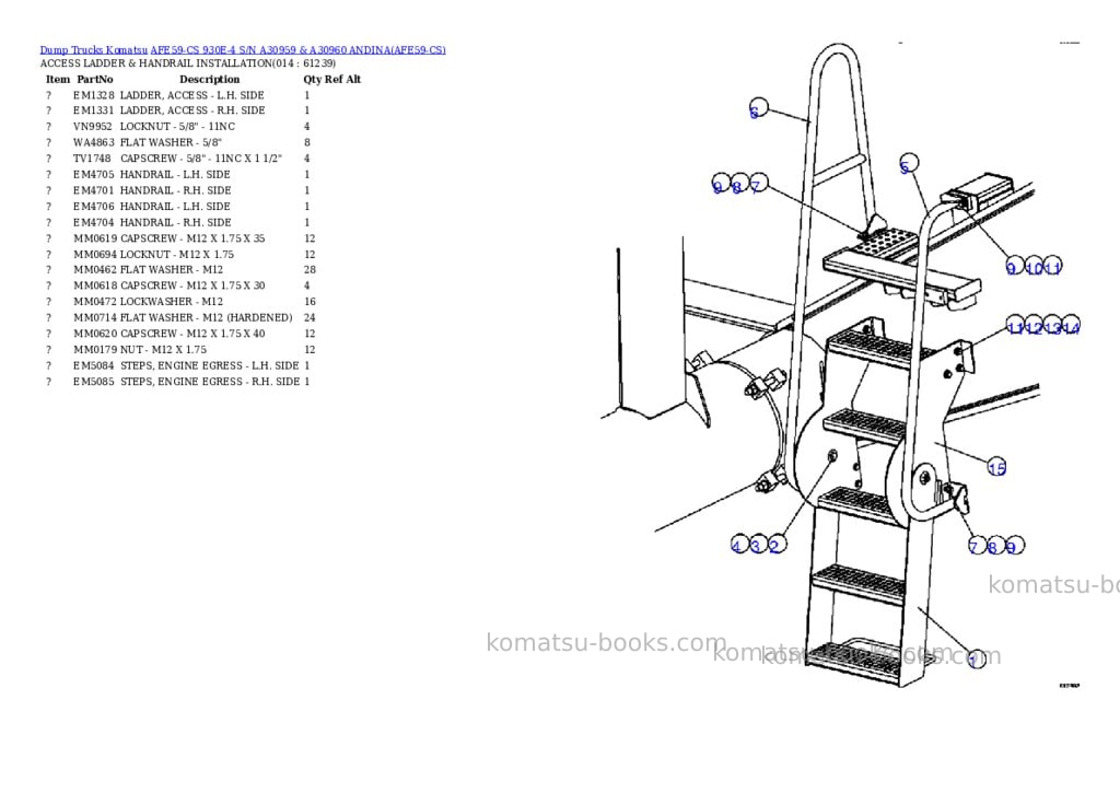 Komatsu afe59-cs 930e-4 s/n a30959 & a30960 andina Parts catalog cover Page 7