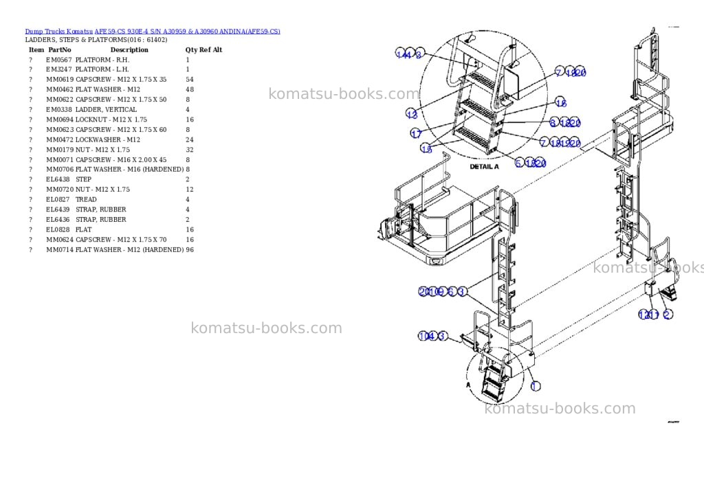 Komatsu afe59-cs 930e-4 s/n a30959 & a30960 andina Parts catalog cover Page 8