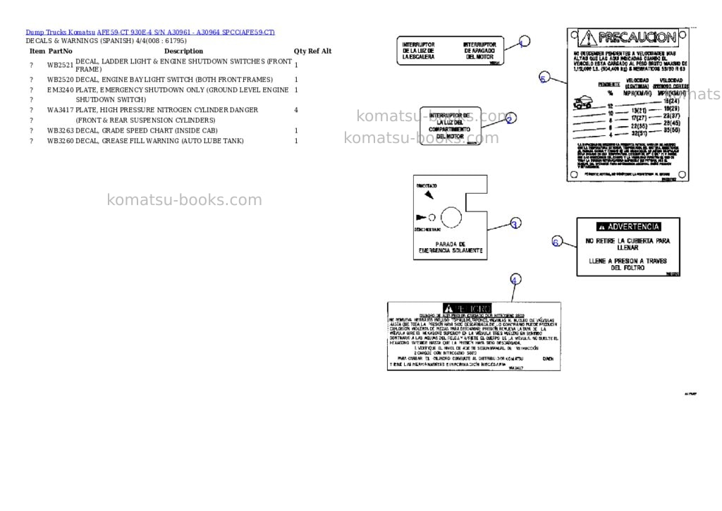 Komatsu afe59-ct 930e-4 s/n a30961 - a30964 spcc Parts catalog cover Page 4 Komatsu afe59-ct 930e-4 s/n a30961 - a30964 spcc Parts catalog cover Page 4