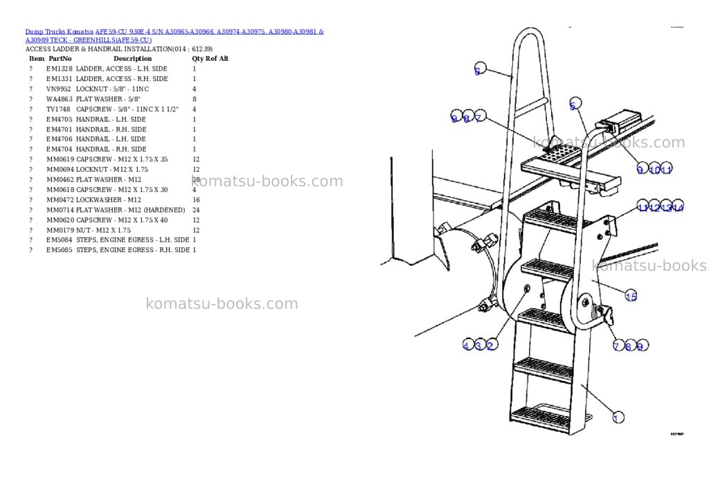 Komatsu afe59-cu 930e-4 s/n a30965-a30966, a30974-a30975, a30980-a30981 & a30989 teck - greenhills Parts catalog cover Page 7 Komatsu afe59-cu 930e-4 s/n a30965-a30966, a30974-a30975, a30980-a30981 & a30989 teck - greenhills Parts catalog cover Page 7