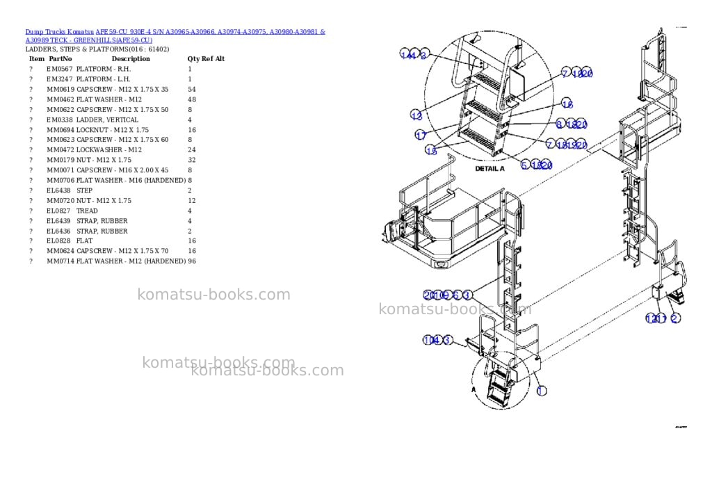 Komatsu afe59-cu 930e-4 s/n a30965-a30966, a30974-a30975, a30980-a30981 & a30989 teck - greenhills Parts catalog cover Page 8 Komatsu afe59-cu 930e-4 s/n a30965-a30966, a30974-a30975, a30980-a30981 & a30989 teck - greenhills Parts catalog cover Page 8