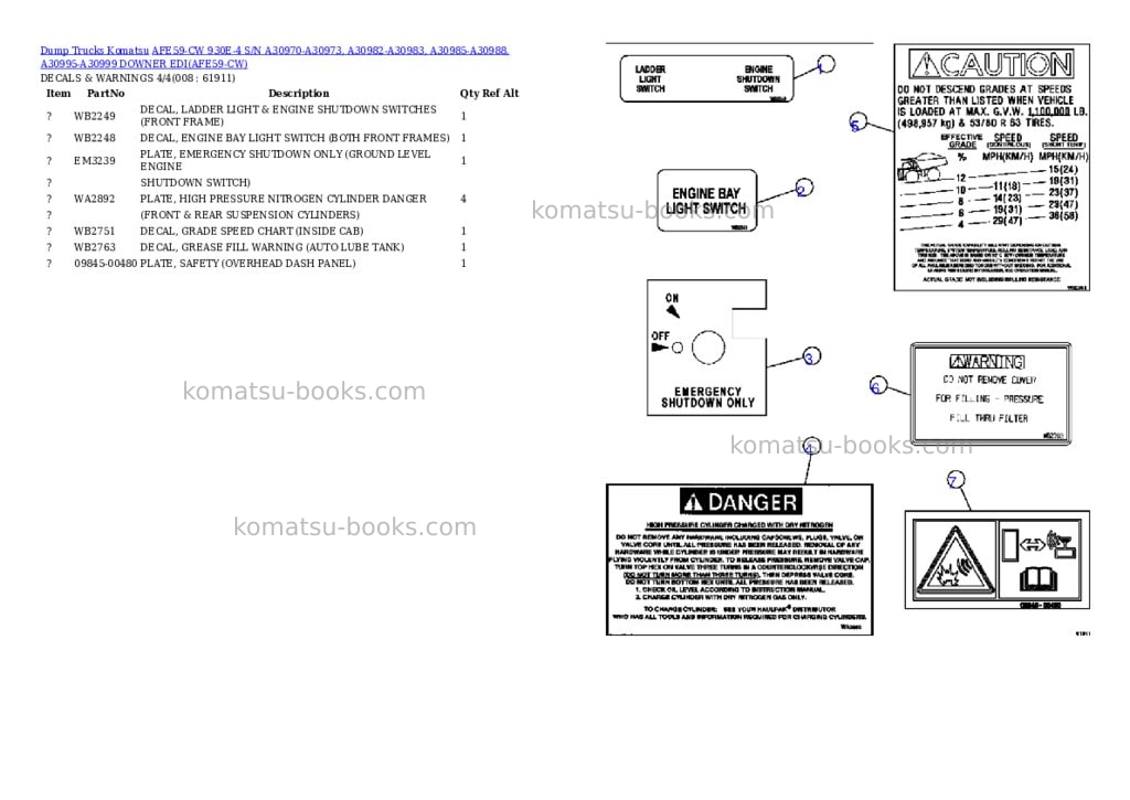 Komatsu afe59-cw 930e-4 s/n a30970-a30973, a30982-a30983, a30985-a30988, a30995-a30999 downer edi Parts catalog cover Page 4 Komatsu afe59-cw 930e-4 s/n a30970-a30973, a30982-a30983, a30985-a30988, a30995-a30999 downer edi Parts catalog cover Page 4