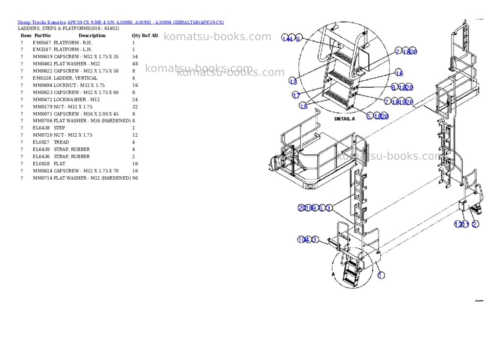 Komatsu afe59-cx 930e-4 s/n a30980, a30992 - a30994 gibraltar Parts catalog cover Page 2