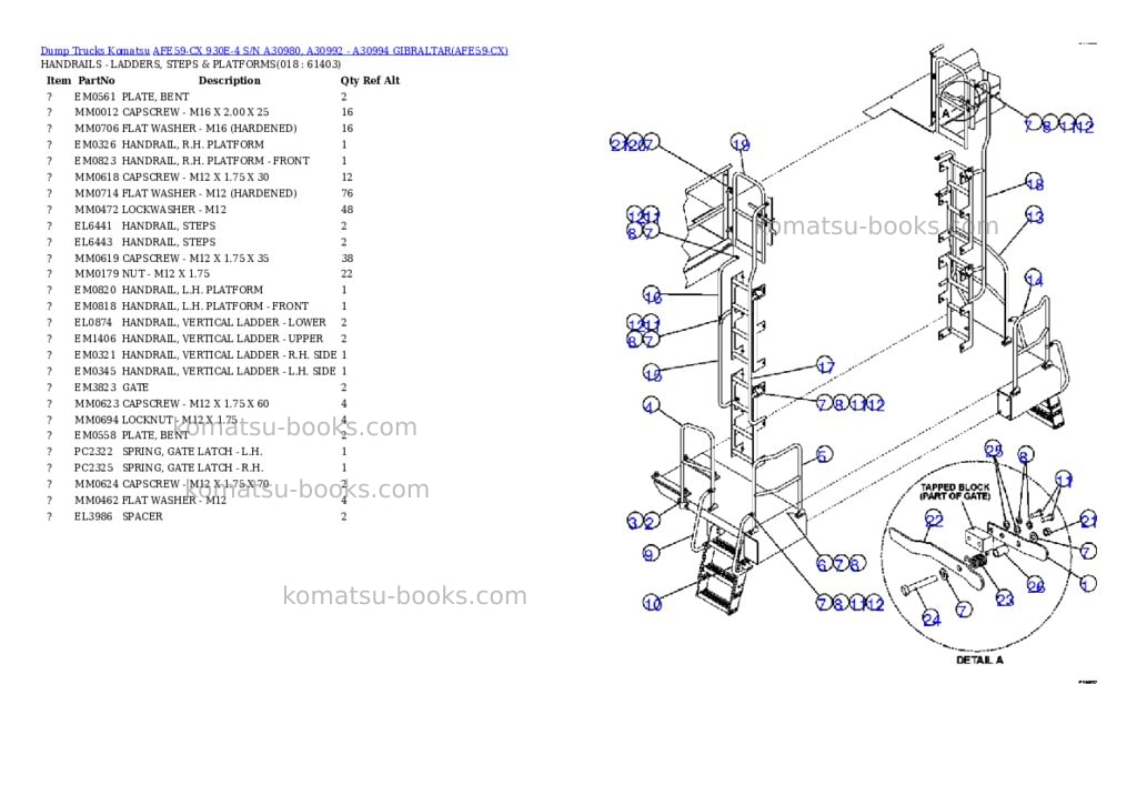 Komatsu afe59-cx 930e-4 s/n a30980, a30992 - a30994 gibraltar Parts catalog cover Page 3