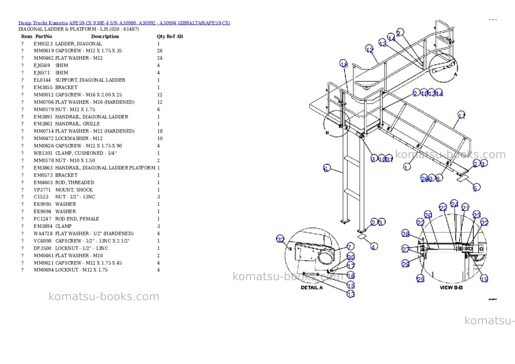 Komatsu afe59-cx 930e-4 s/n a30980, a30992 - a30994 gibraltar Parts catalog cover Page 4