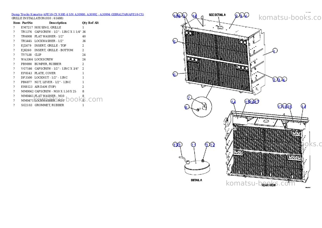 Komatsu afe59-cx 930e-4 s/n a30980, a30992 - a30994 gibraltar Parts catalog cover Page 5