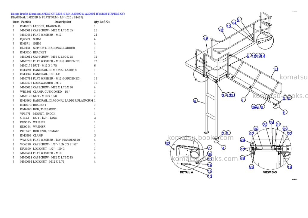 Komatsu afe59-cy 930e-4 s/n a30990 & a30991 hycroft Parts catalog cover Page 10