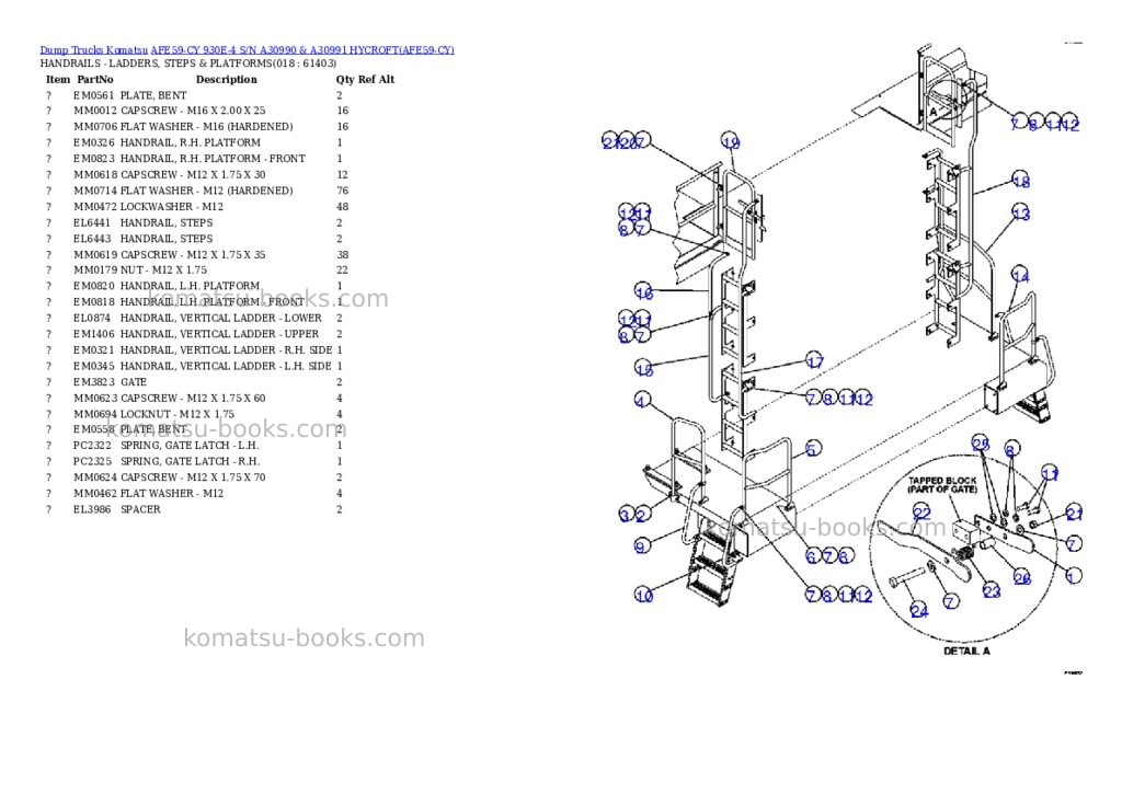 Komatsu afe59-cy 930e-4 s/n a30990 & a30991 hycroft Parts catalog cover Page 9