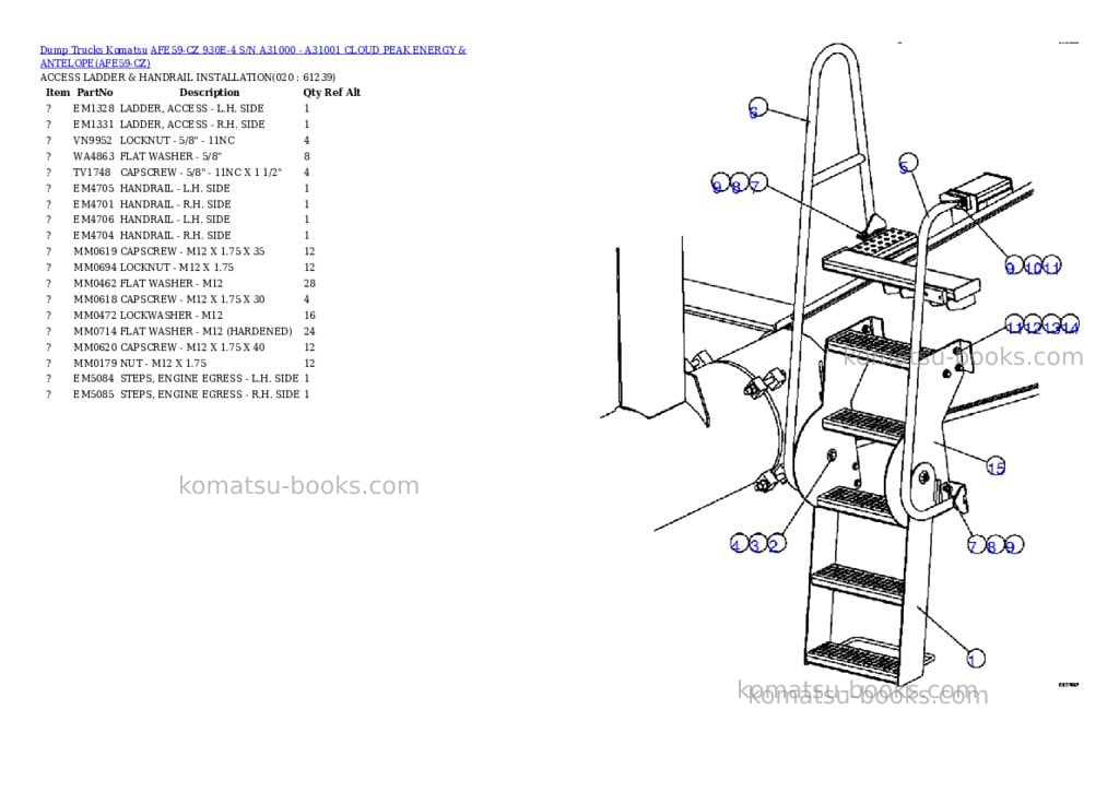 Komatsu afe59-cz 930e-4 s/n a31000 - a31001 cloud peak energy & antelope Parts catalog cover Page 7 Komatsu afe59-cz 930e-4 s/n a31000 - a31001 cloud peak energy & antelope Parts catalog cover Page 7