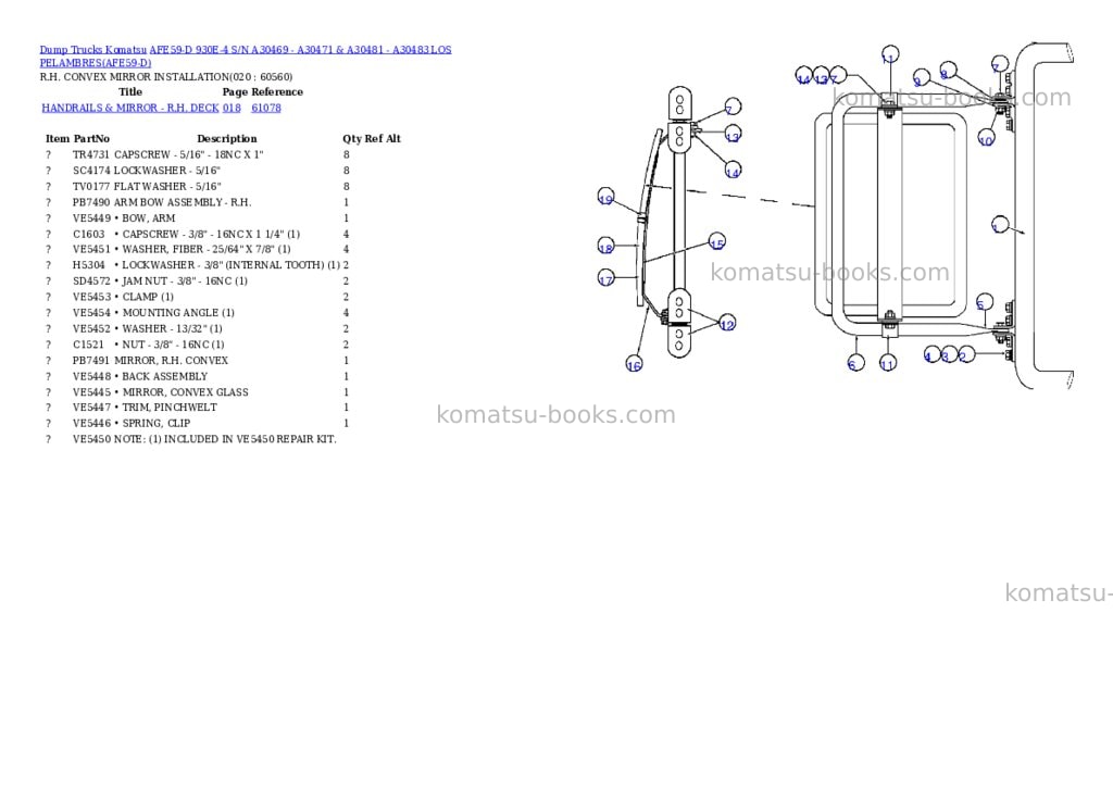 Komatsu afe59-d 930e-4 s/n a30469 - a30471 & a30481 - a30483 los pelambres Parts catalog cover Page 10 Komatsu afe59-d 930e-4 s/n a30469 - a30471 & a30481 - a30483 los pelambres Parts catalog cover Page 10