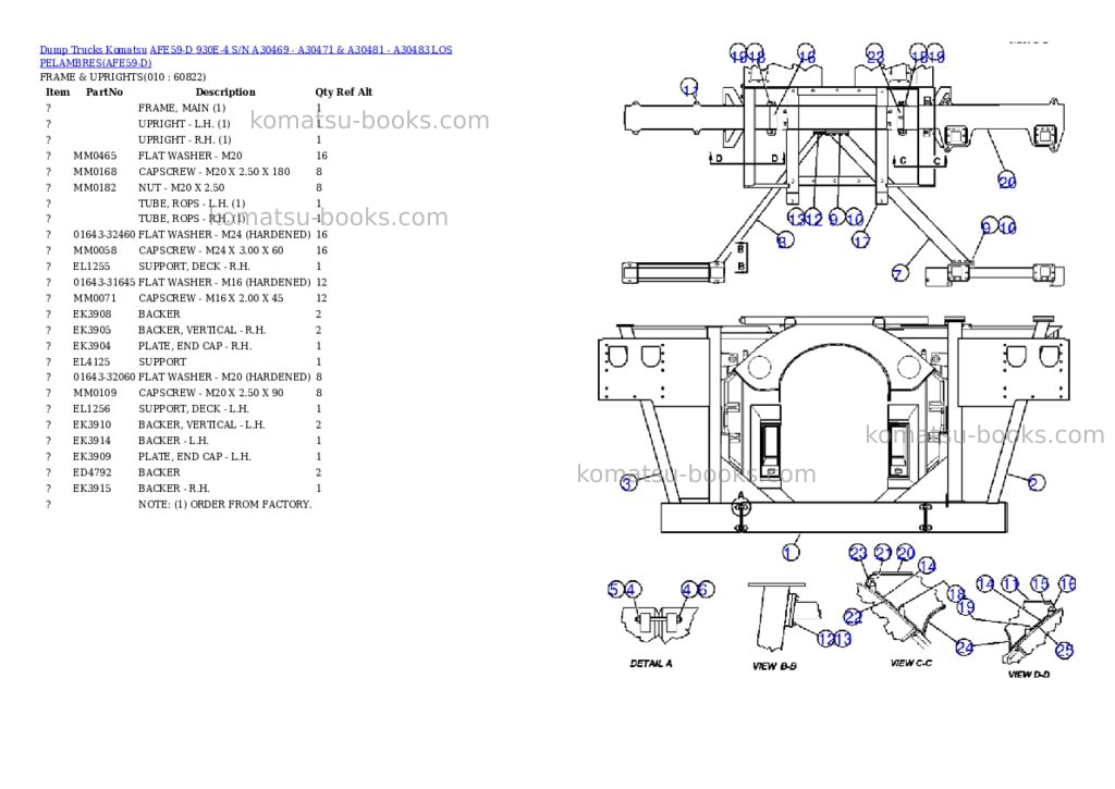 Komatsu afe59-d 930e-4 s/n a30469 - a30471 & a30481 - a30483 los pelambres Parts catalog cover Page 5 Komatsu afe59-d 930e-4 s/n a30469 - a30471 & a30481 - a30483 los pelambres Parts catalog cover Page 5