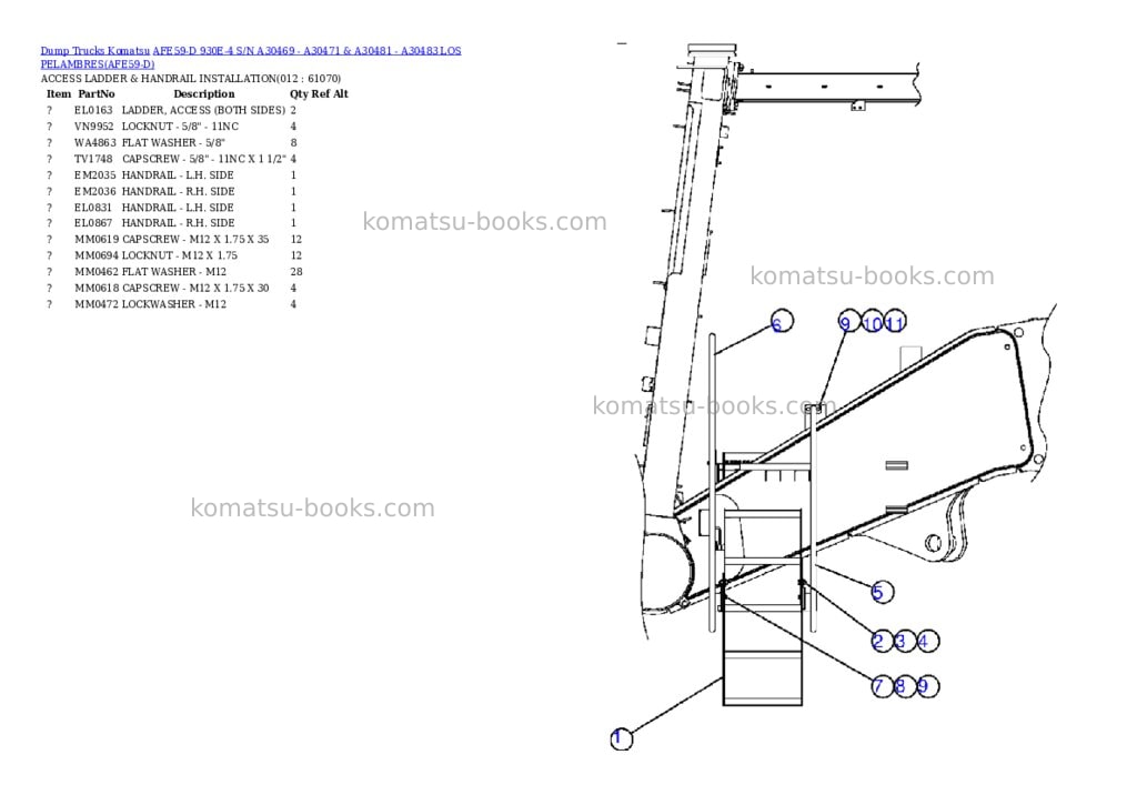 Komatsu afe59-d 930e-4 s/n a30469 - a30471 & a30481 - a30483 los pelambres Parts catalog cover Page 6 Komatsu afe59-d 930e-4 s/n a30469 - a30471 & a30481 - a30483 los pelambres Parts catalog cover Page 6