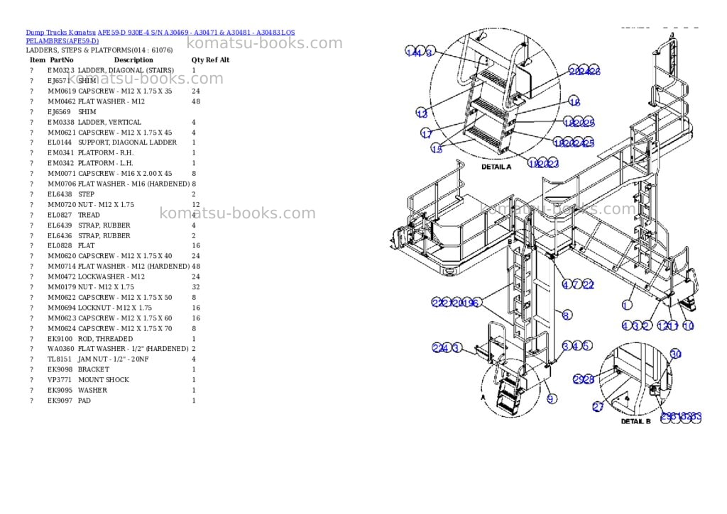 Komatsu afe59-d 930e-4 s/n a30469 - a30471 & a30481 - a30483 los pelambres Parts catalog cover Page 7 Komatsu afe59-d 930e-4 s/n a30469 - a30471 & a30481 - a30483 los pelambres Parts catalog cover Page 7