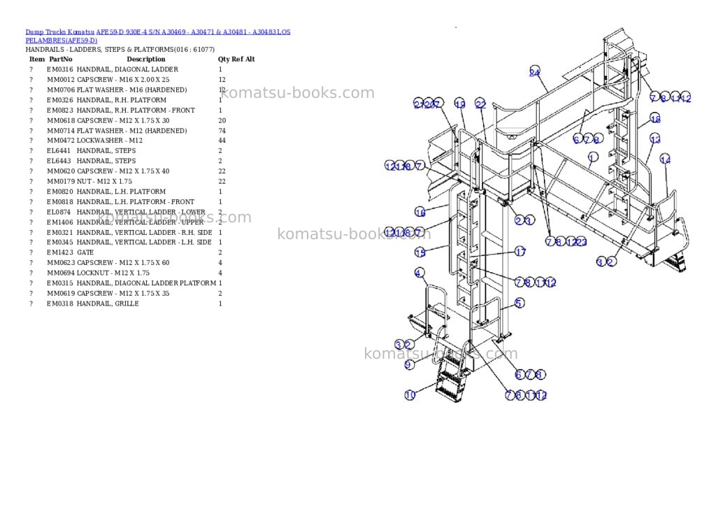 Komatsu afe59-d 930e-4 s/n a30469 - a30471 & a30481 - a30483 los pelambres Parts catalog cover Page 8 Komatsu afe59-d 930e-4 s/n a30469 - a30471 & a30481 - a30483 los pelambres Parts catalog cover Page 8