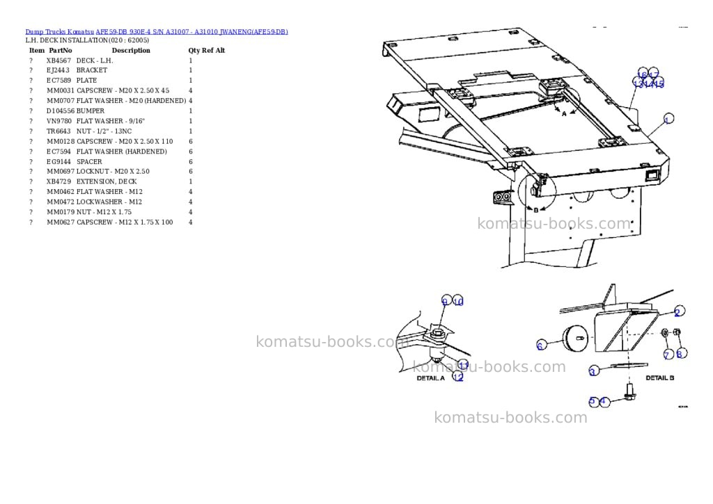 Komatsu afe59-db 930e-4 s/n a31007 - a31010 jwaneng Parts catalog cover Page 10 Komatsu afe59-db 930e-4 s/n a31007 - a31010 jwaneng Parts catalog cover Page 10