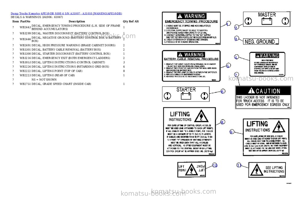 Komatsu afe59-db 930e-4 s/n a31007 - a31010 jwaneng Parts catalog cover Page 3 Komatsu afe59-db 930e-4 s/n a31007 - a31010 jwaneng Parts catalog cover Page 3