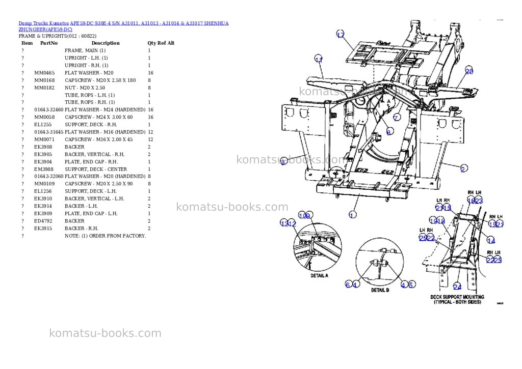 Komatsu afe59-dc 930e-4 s/n a31011, a31013 - a31014 & a31017 shenhua zhungeer Parts catalog cover Page 6