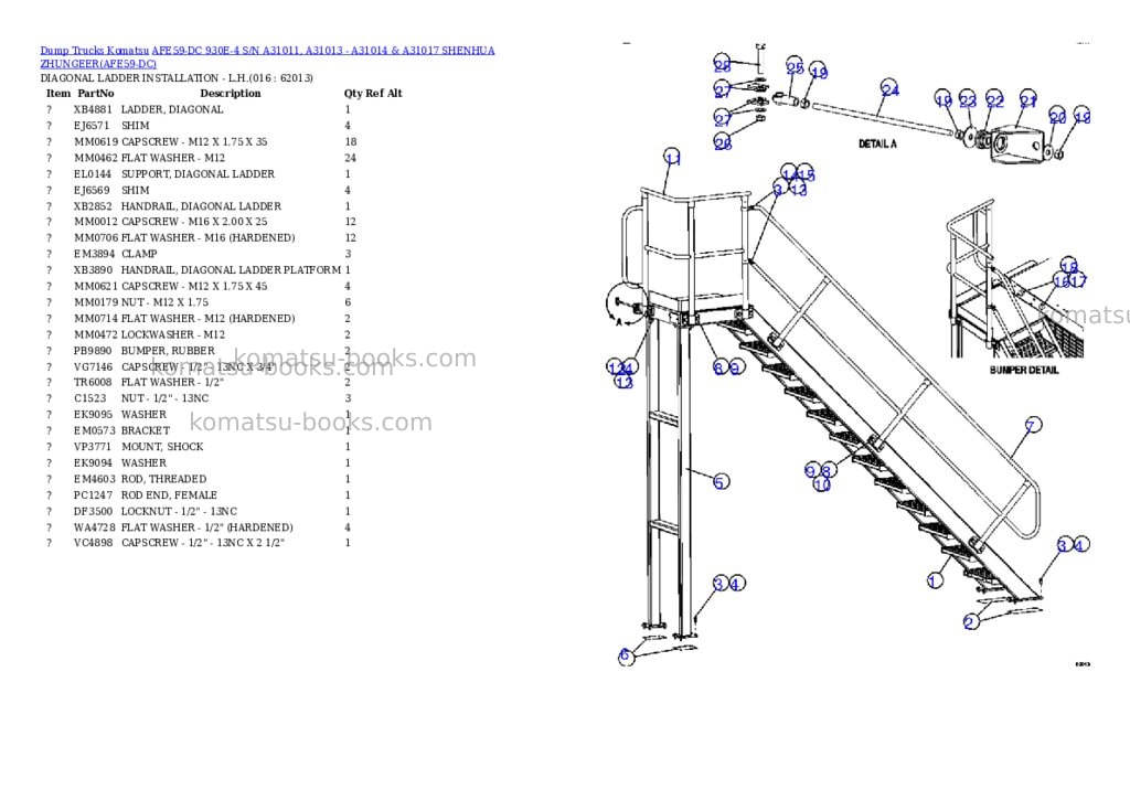 Komatsu afe59-dc 930e-4 s/n a31011, a31013 - a31014 & a31017 shenhua zhungeer Parts catalog cover Page 8