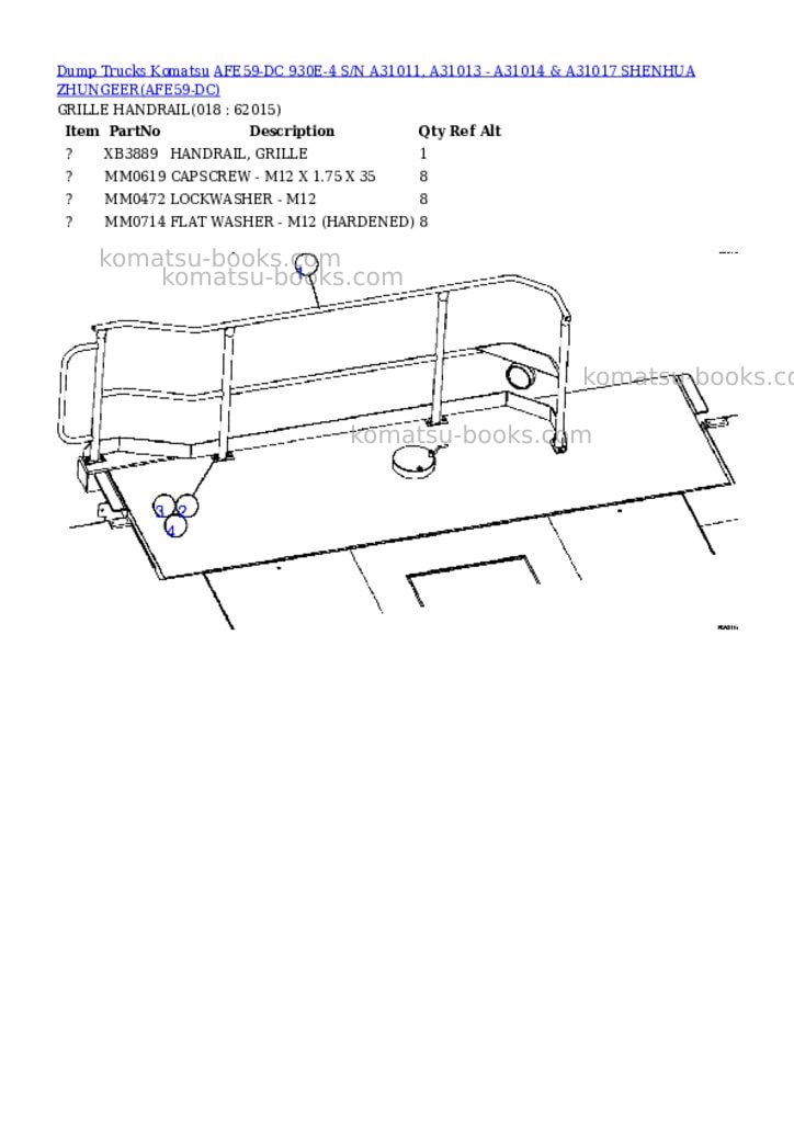 Komatsu afe59-dc 930e-4 s/n a31011, a31013 - a31014 & a31017 shenhua zhungeer Parts catalog cover Page 9