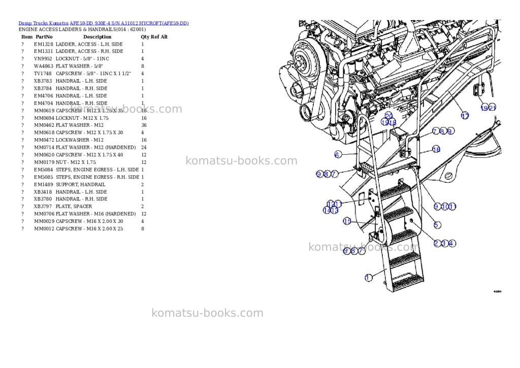 Komatsu afe59-dd 930e-4 s/n a31012 hycroft Parts catalog cover Page 7 Komatsu afe59-dd 930e-4 s/n a31012 hycroft Parts catalog cover Page 7