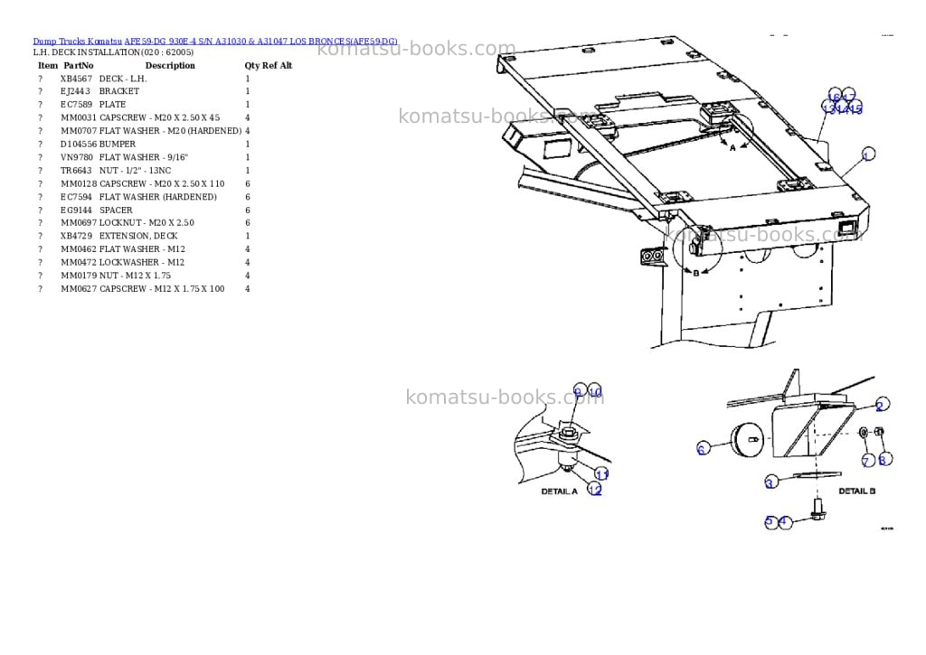 Komatsu afe59-dg 930e-4 s/n a31030 & a31047 los bronces Parts catalog cover Page 10