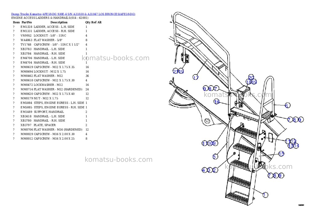 Komatsu afe59-dg 930e-4 s/n a31030 & a31047 los bronces Parts catalog cover Page 7