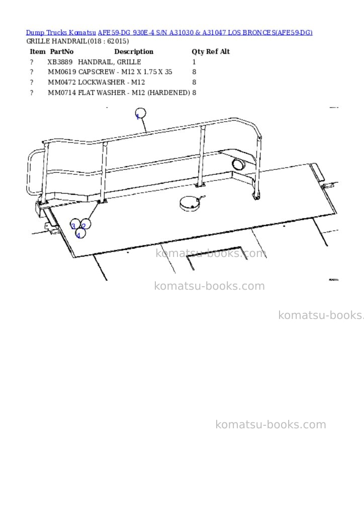 Komatsu afe59-dg 930e-4 s/n a31030 & a31047 los bronces Parts catalog cover Page 9