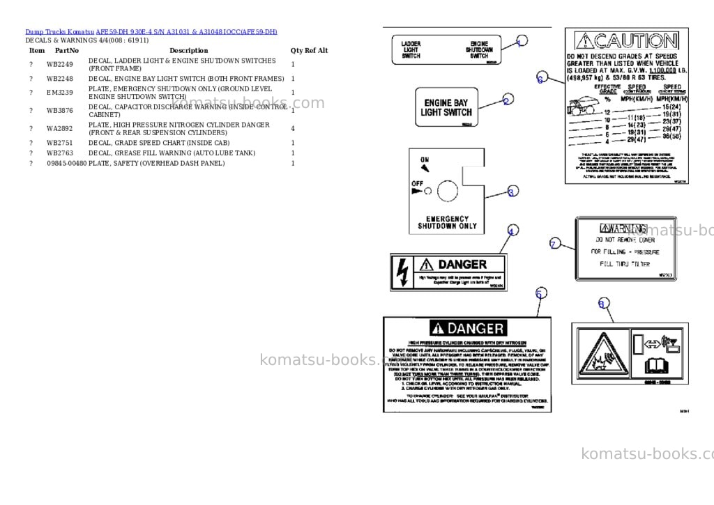 Komatsu afe59-dh 930e-4 s/n a31031 & a31048 iocc Parts catalog cover Page 4