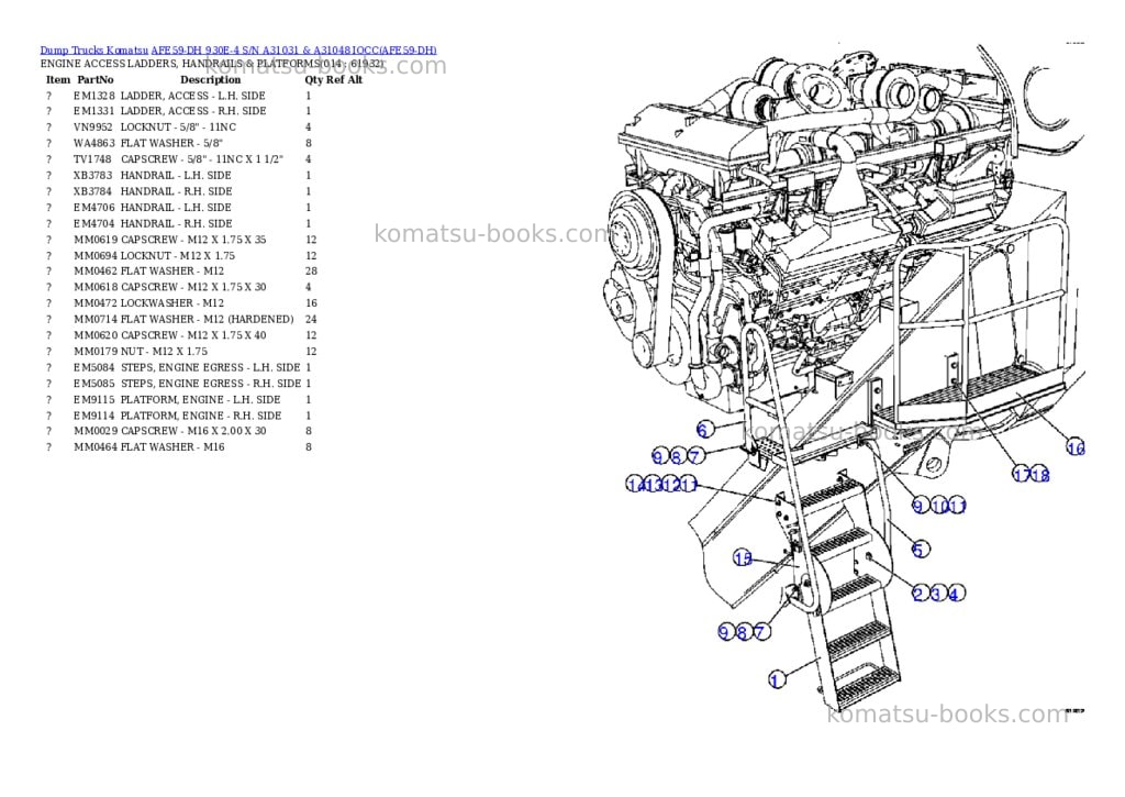 Komatsu afe59-dh 930e-4 s/n a31031 & a31048 iocc Parts catalog cover Page 7
