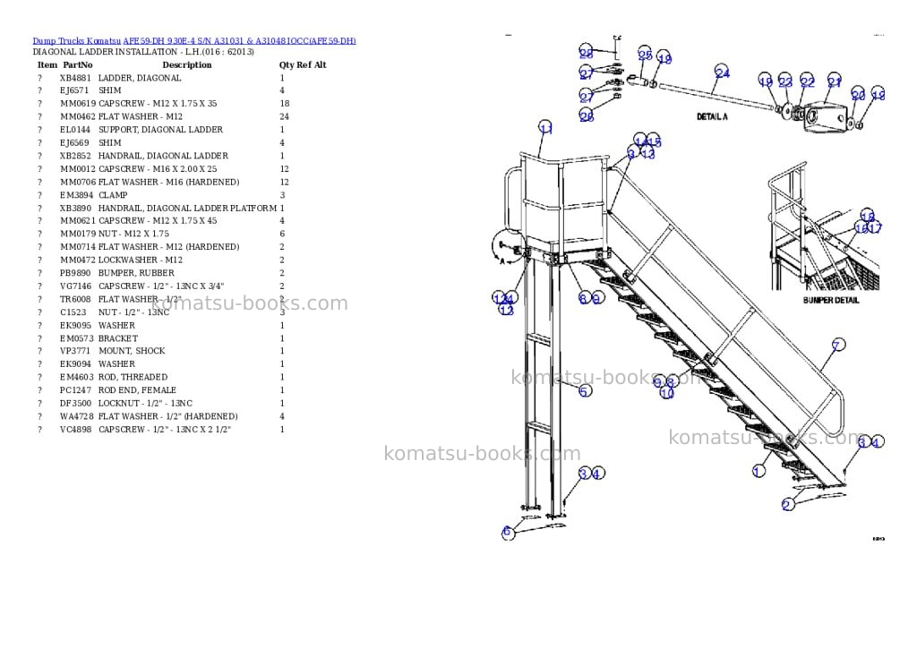 Komatsu afe59-dh 930e-4 s/n a31031 & a31048 iocc Parts catalog cover Page 8