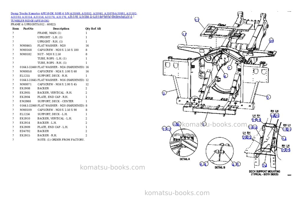 Komatsu afe59-dk 930e-4 s/n a31049, a31052, a31061, a31079-a31081, a31102-a31103, a31154, a31156, a31174, a31176, a31178, a31180 & a31189 teck greenhills & tumbler ridge Parts catalog cover Page 6 Komatsu afe59-dk 930e-4 s/n a31049, a31052, a31061, a31079-a31081, a31102-a31103, a31154, a31156, a31174, a31176, a31178, a31180 & a31189 teck greenhills & tumbler ridge Parts catalog cover Page 6