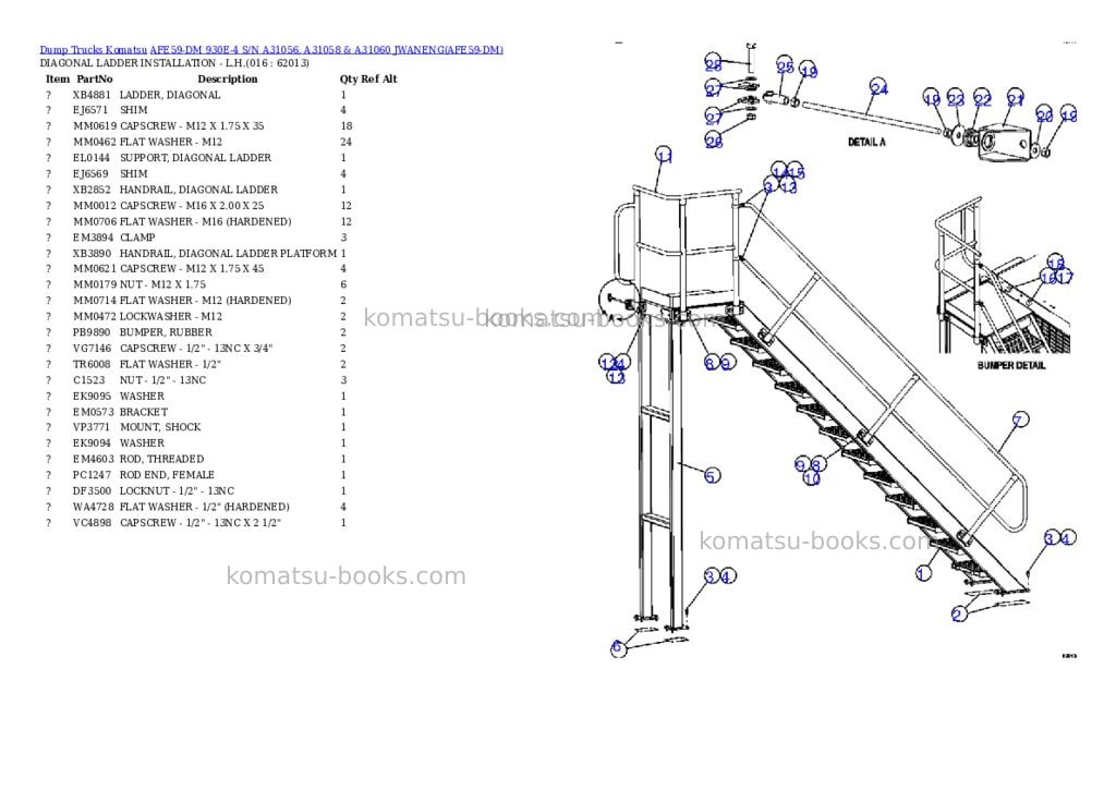 Komatsu afe59-dm 930e-4 s/n a31056, a31058 & a31060 jwaneng Parts catalog cover Page 8